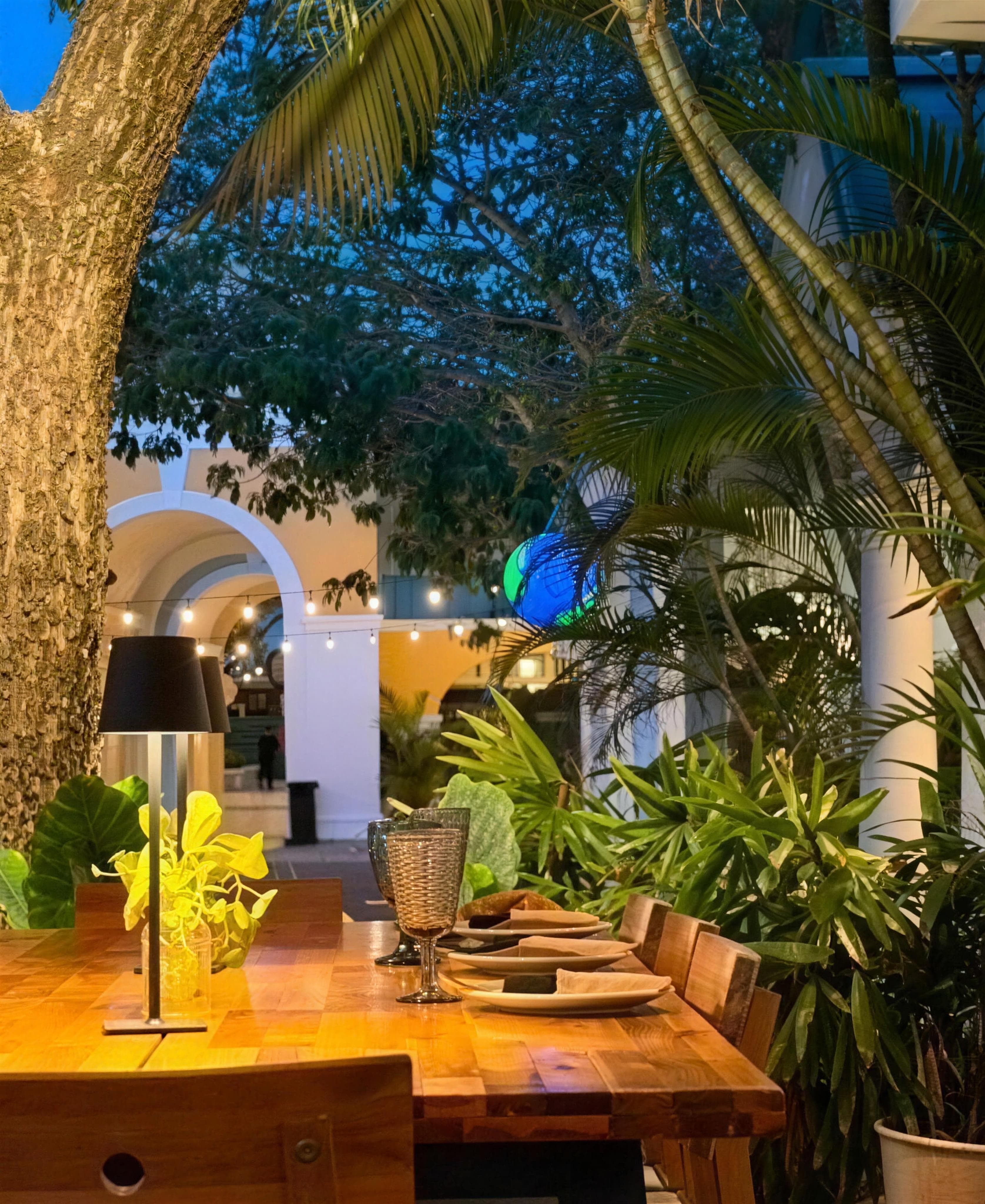 The terrace after dark